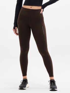 Athleta Ranier high rise compression leggings truffle brown, sz. S